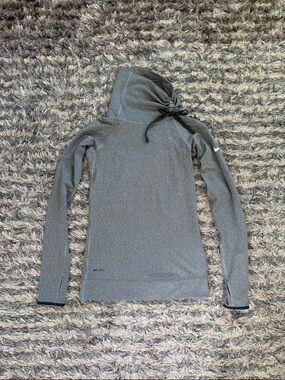 Nike Pro Women's Heather Gray Hooded Dri-FIT Pullover Sweatshirt XS